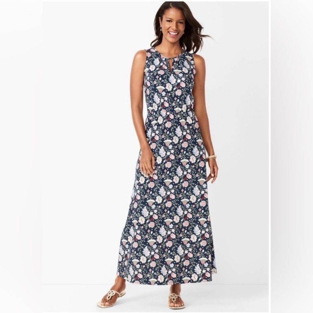 Talbots Floral Maxi Dress - Black, Pink, Blue, Cream